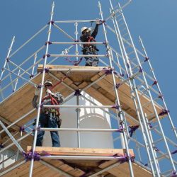 Workers on scaffold